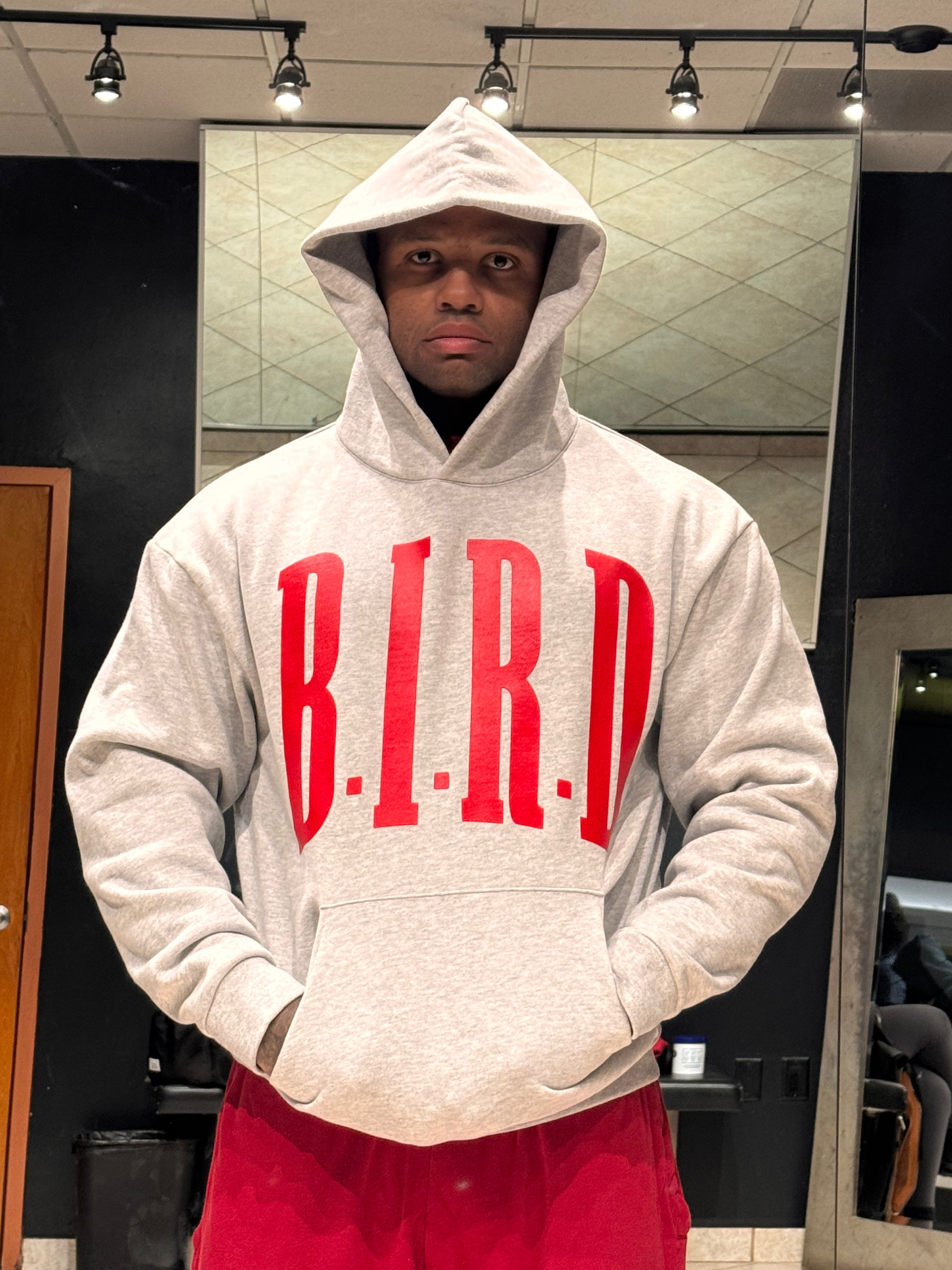 GREY/RED B.I.R.D HOODIE