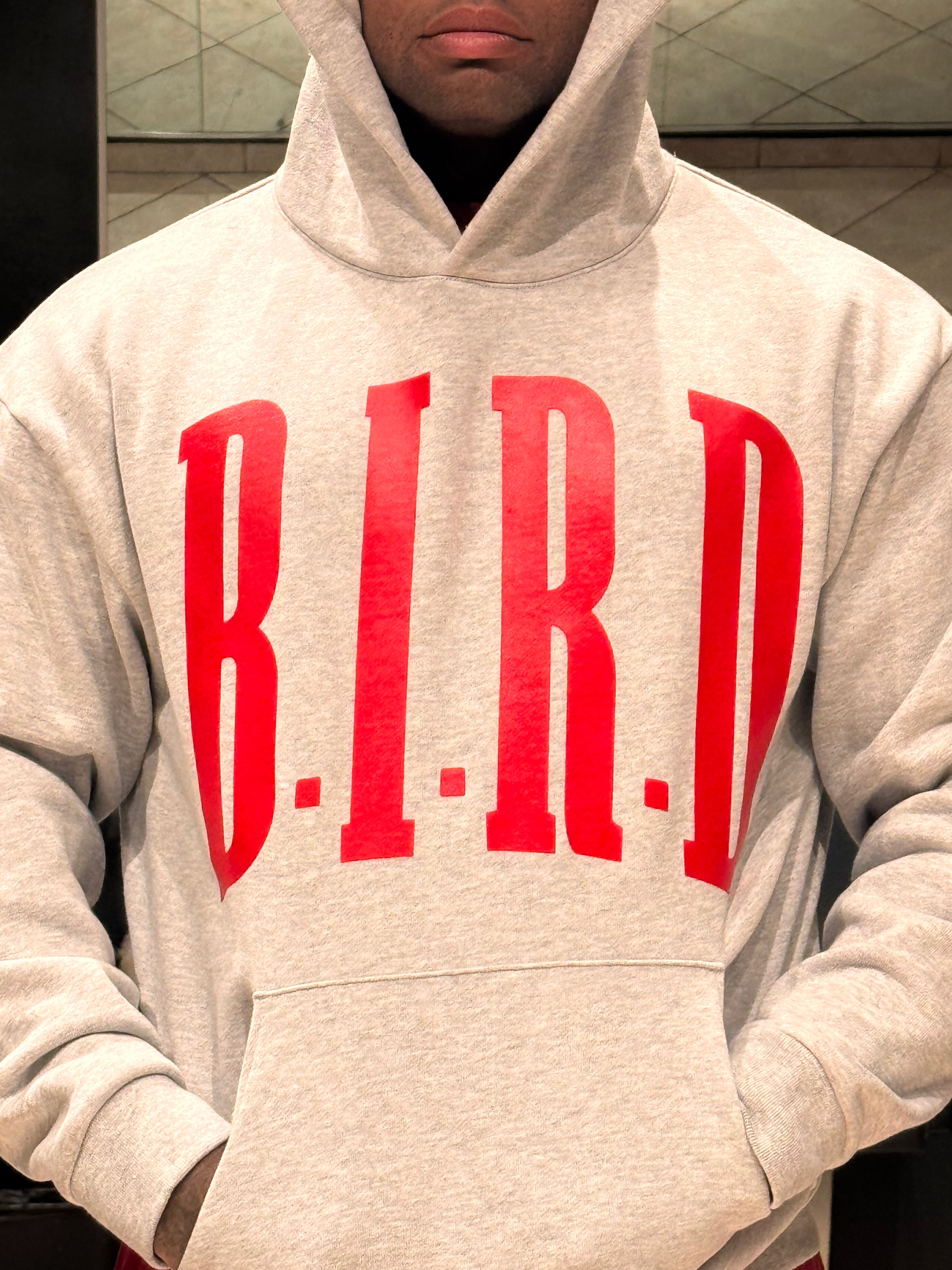 GREY/RED B.I.R.D HOODIE